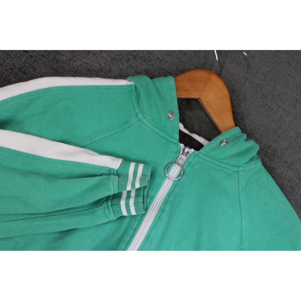 Genesis Green Waffle Knit Full Zip Hoodie White Racing Stripe Cotton Medium